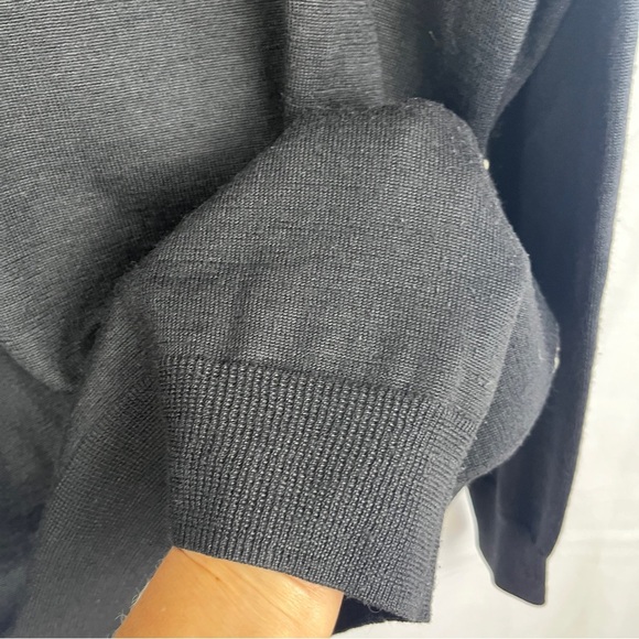 PRONTO UOMO Men's Wool Blend Graphic Sweater Pullover Crewneck Black Brown L 90s - Picture 7 of 8